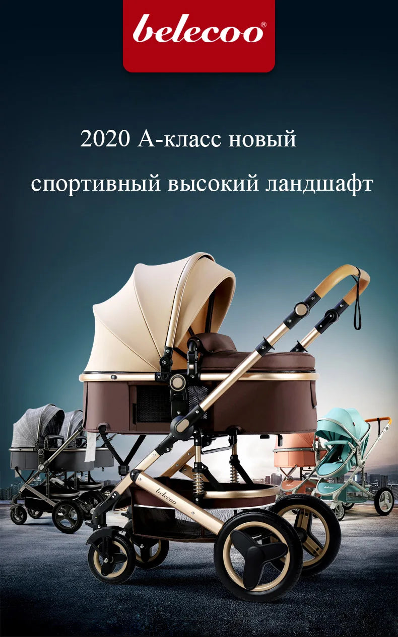 Belecoo Baby Stroller 2 in 1/3 in 1 Carseat Can Sit And Lie Down Foldable High Landscape Two-way Shock-absorbing Free Shippi