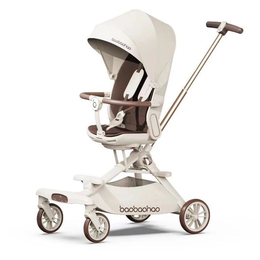 Foldable Lightweight Baby Stroller with Sunshade Sitting and Lying Two Mode Baby Stroller Four-wheel Anti Rollover