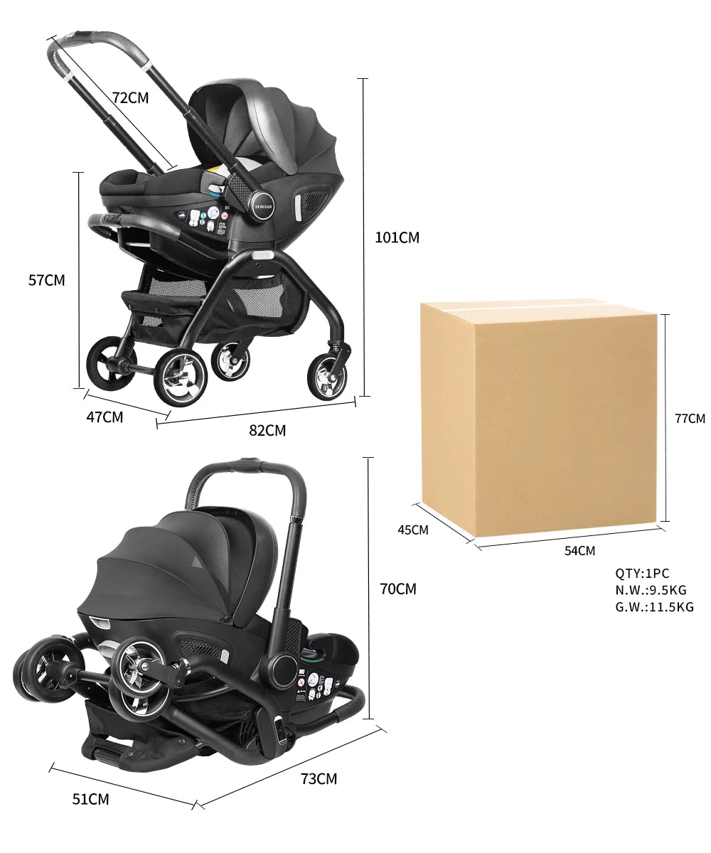 Luxury Stroller Baby 4 In 1 Trolley Newborn Baby Car Seat Stroller Travel Pram Stroller Baby Bassinet Pushchair Carriage Basket