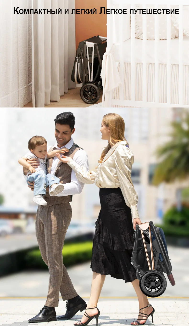 BETSOCCI Baby Stroller Four Wheel Trolley 2 in 1/ 3 in 1 High Landscape Folding Portable Trolley Two Way