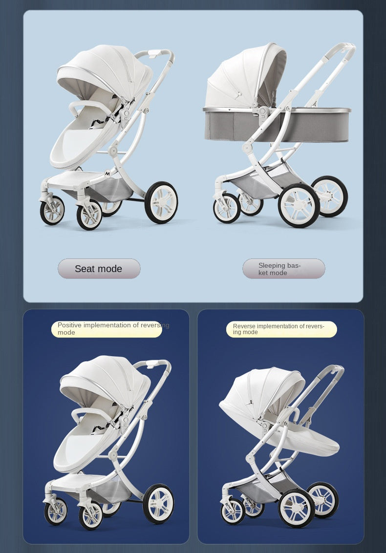 Baby Stroller High Landscape Two-way Swivel Seat Lightweight Foldable Stroller Four Wheels Shock Absorption Baby Stroller 3 in 1