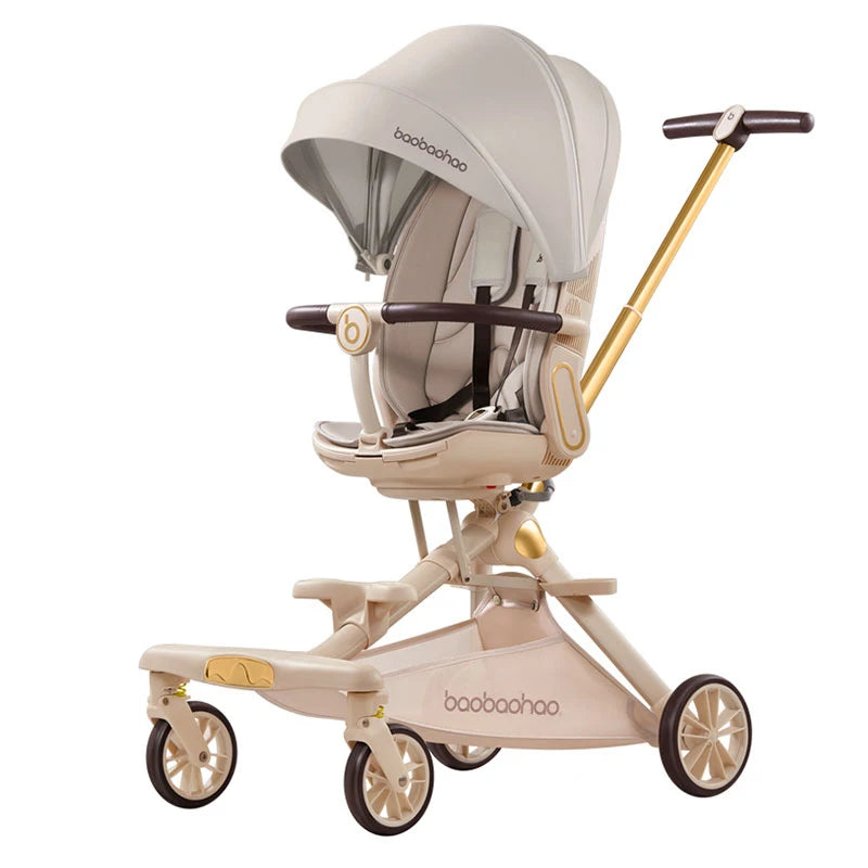 Foldable Lightweight Baby Stroller with Sunshade Sitting and Lying Two Mode Baby Stroller Four-wheel Anti Rollover