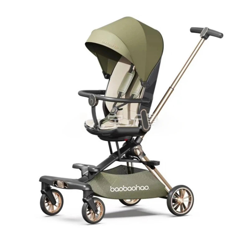 Foldable Lightweight Baby Stroller with Sunshade Sitting and Lying Two Mode Baby Stroller Four-wheel Anti Rollover