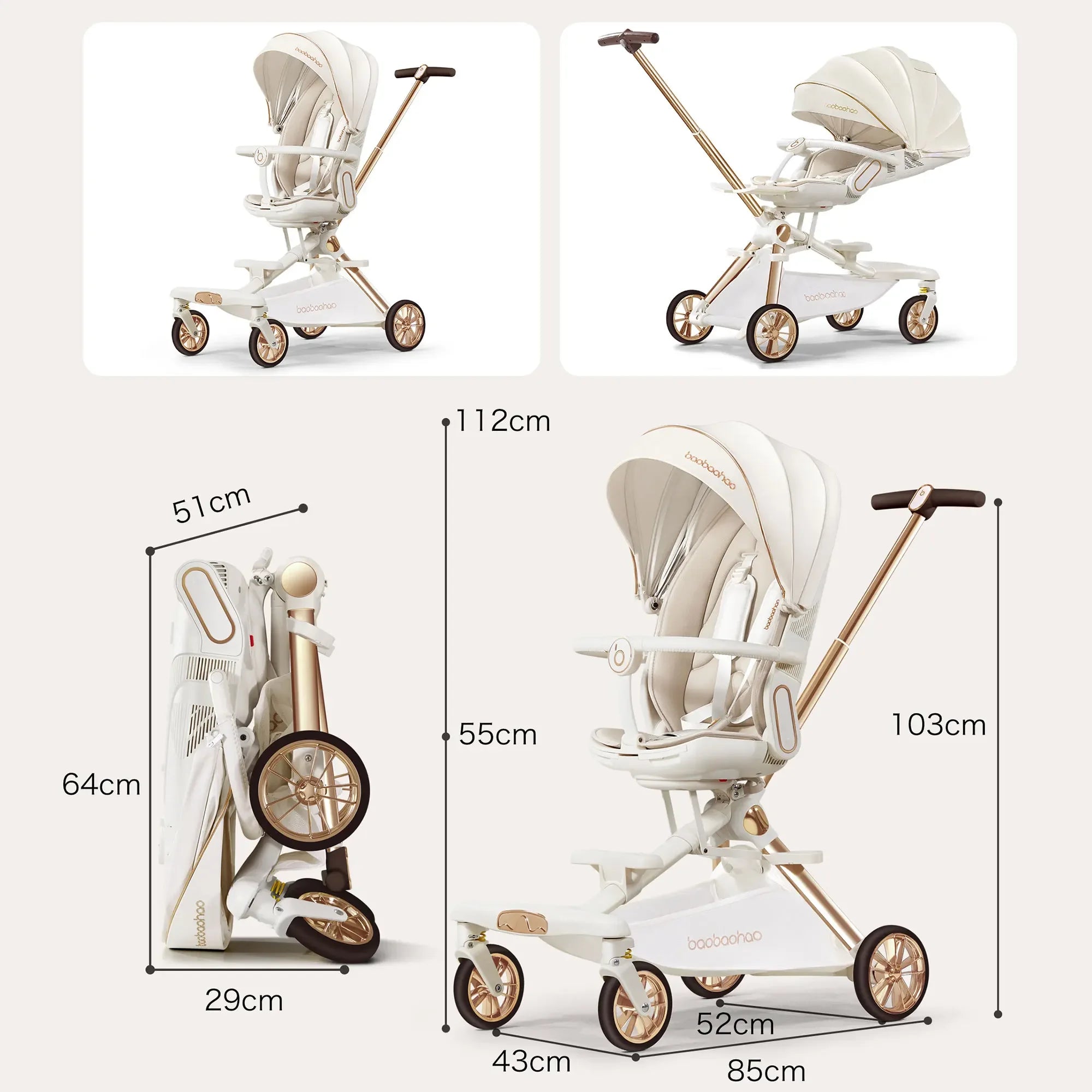 Foldable Lightweight Baby Stroller with Sunshade Sitting and Lying Two Mode Baby Stroller Four-wheel Anti Rollover