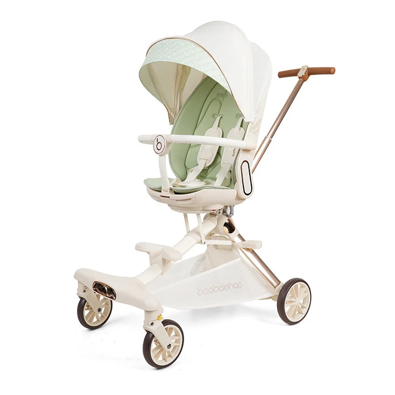 Foldable Lightweight Baby Stroller with Sunshade Sitting and Lying Two Mode Baby Stroller Four-wheel Anti Rollover
